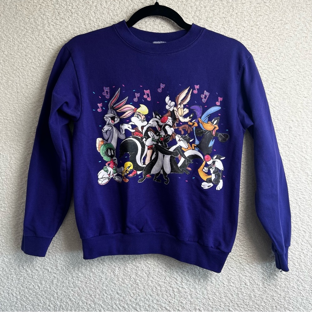 Looney Tunes WB‎ 1997 Vintage Rare Kids Purple Sweatshirt Music Size Large 10/12